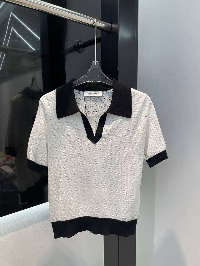 valentino2025 New Jacquard Knitted Shirt, Custom-Dyed Yarn, Light And Thin, I