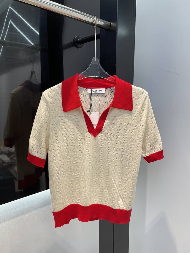 valentino2025 New Jacquard Knitted Shirt, Custom-Dyed Yarn, Light And Thin, I