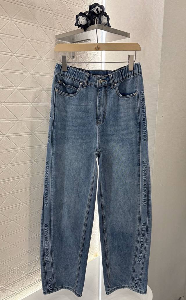 alexander Wan*2025 New Arrivals High Waist Embossed Denim Scimitar Trousers C