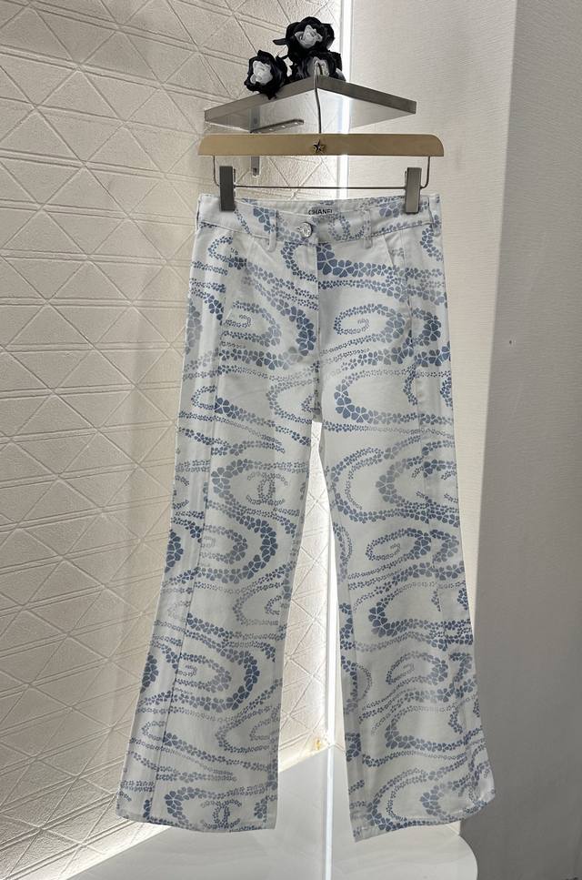 chane*2025 New Arrivals Laser Flared Wide-Leg Denim Trousers Customized Yb Tw