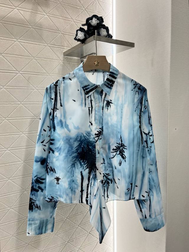 dio*2025 New Arrivals Positioning Print Knotted Shirt Customized Yb Twill Cot
