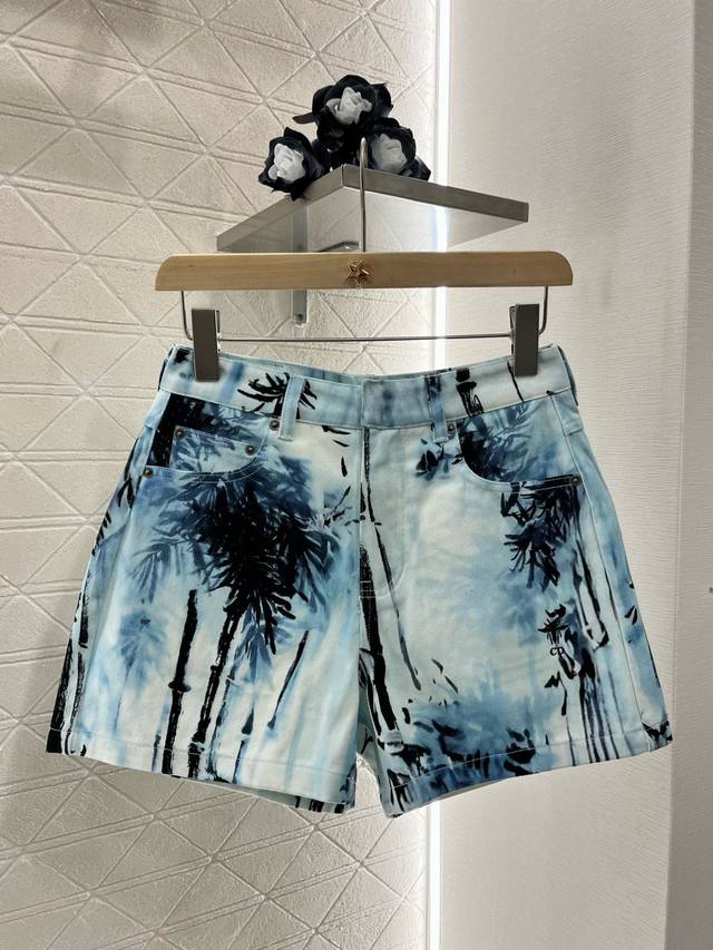 dio*2025 New Arrivals Positioning Print Denim Shorts Customized Yb Twill Cott