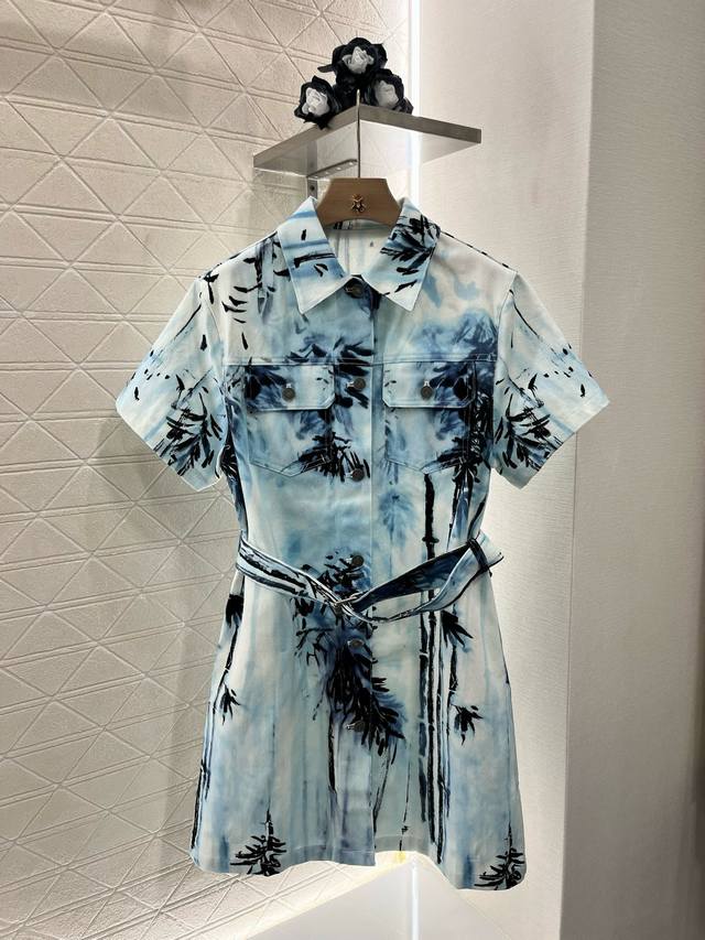 dio*2025 New Arrivals Positioning Print Denim Short-Sleeved Dress Customized