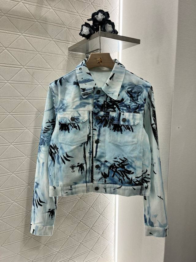dio*2025 New Arrivals Positioning Print Lapel Denim Jacket Customized Yb Twil