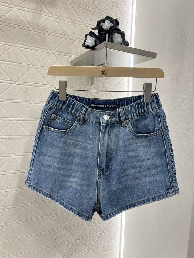 alexander Wan*2025 New Arrivals High Waist Embossed Denim Shorts Customized Y