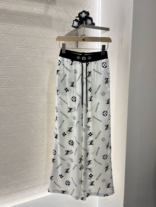 louis Vuitto*2025 New Arrivals Drawstring Print Wide-Leg Trousers Customized