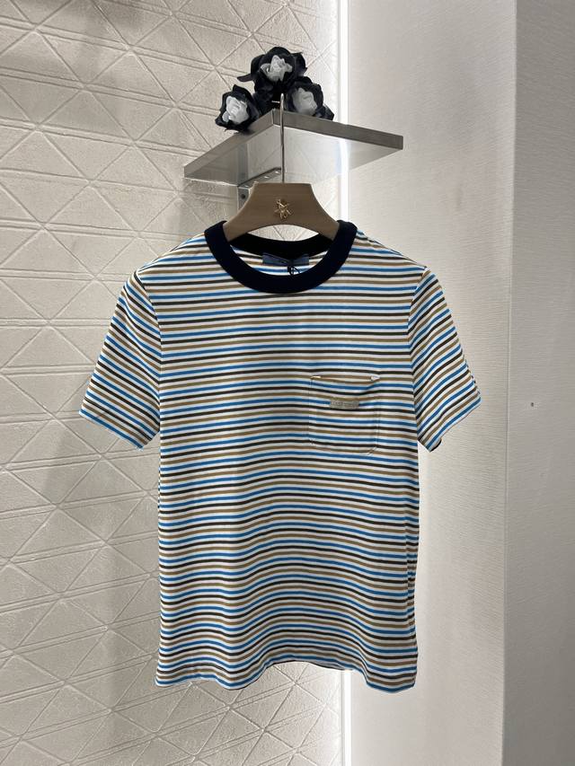 prad*2025 New Arrivals Striped Round Neck Customized Yb Imported Cotton Popli