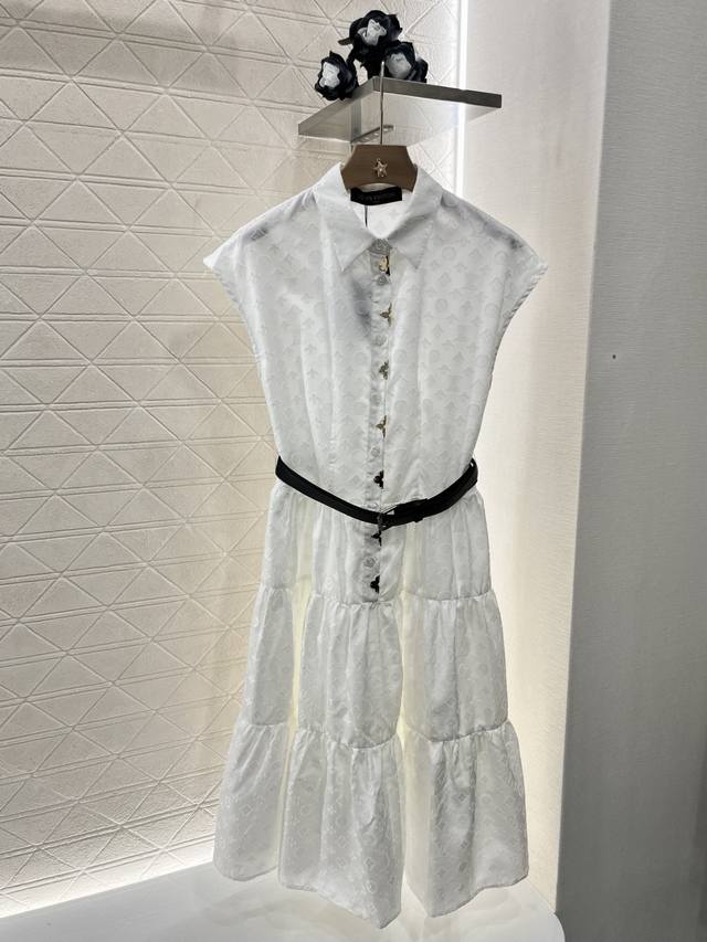 louis Vuitto*2025 New Arrivals Jacquard Belted Sleeveless Dress Customized Yb