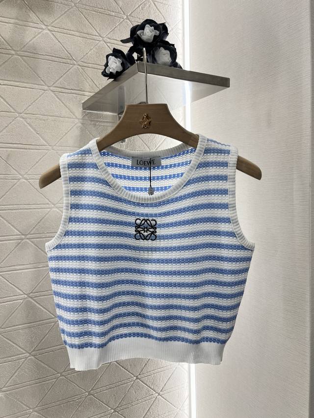 loew*2025 New Arrival Striped Short Knitted Vest Customized Yb Linen Cotton Y