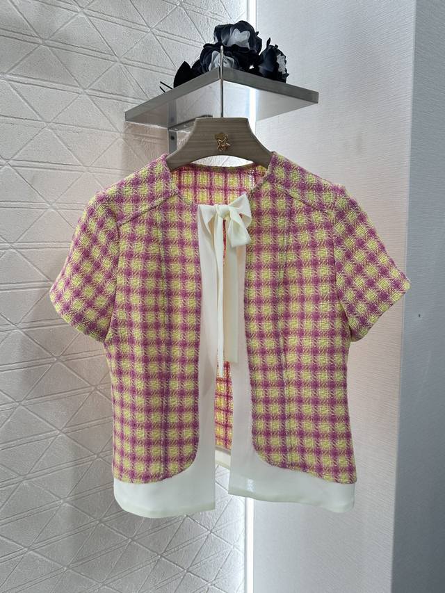 chane*2025 New Arrivals Plaid Ribbon Top Skirt Set Customized Yb Imported Woo