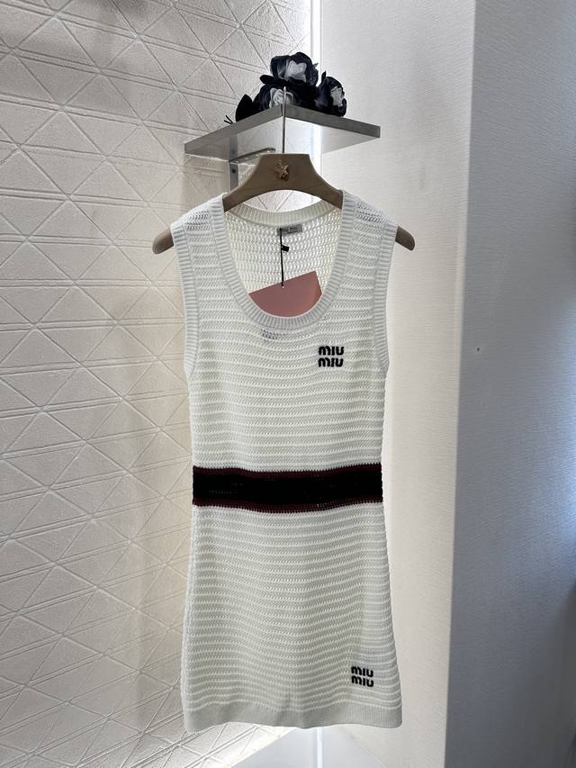 miumi*2025 New Arrivals Striped Knitted Vest Dress Customized Yb Wool Yarn We