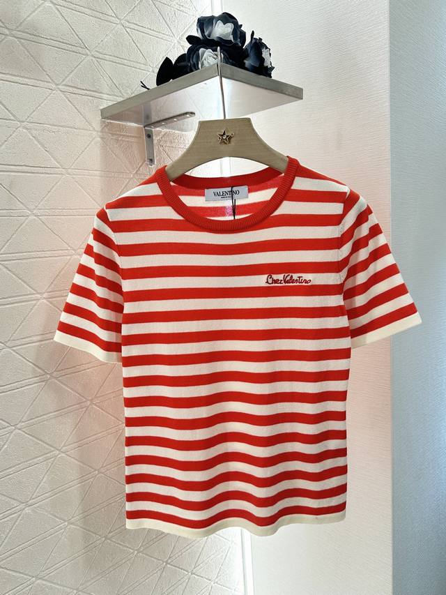 valentin*2025 New Arrivals Striped Knitted Short Sleeves Customized Yb Wool Y
