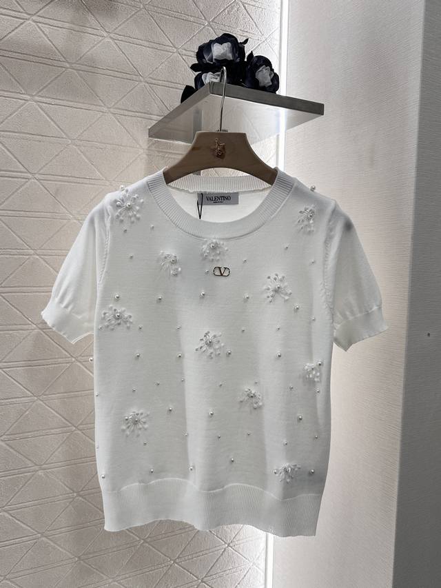 valentin*2025 New Arrivals Beaded Snowflake Knitted Short Sleeves Customized