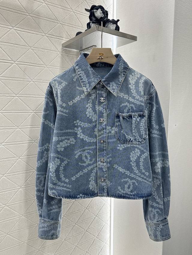chane*2025 New Arrivals Laser Denim Shirt And Shorts Set Customized Yb Twill