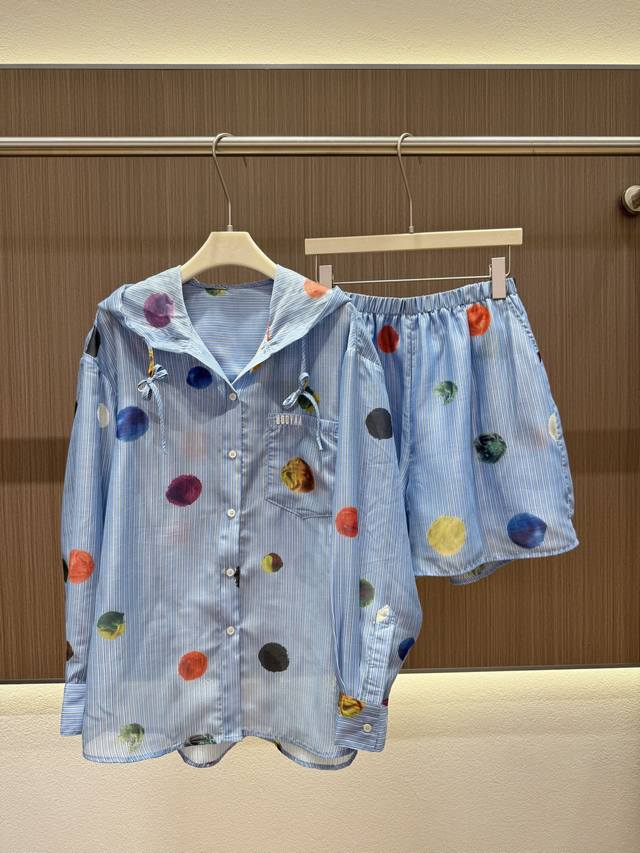 pss Summer Uooyaa Oil Painting Polka Dot Suit Slightly Transparent Tencel Fab
