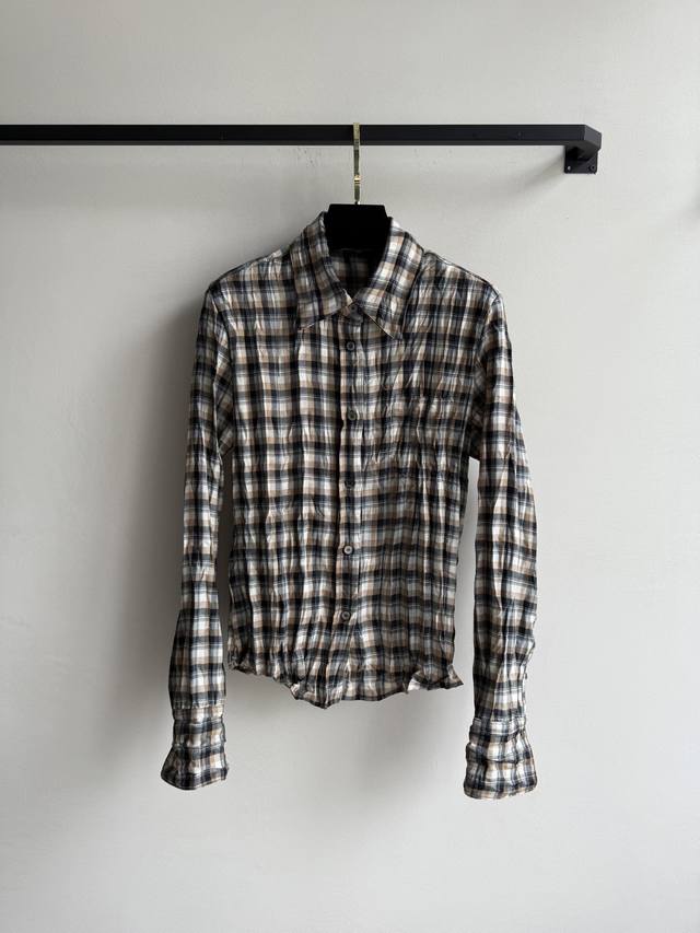 acne*25Ss Spring And Summer New Intellectual Micro-Logo Plaid Long-Sleeved Sh