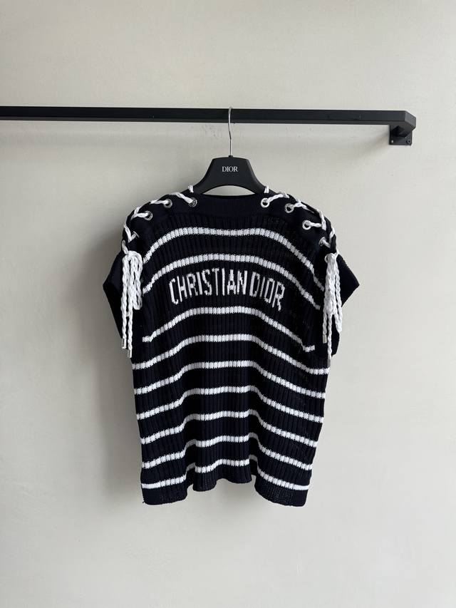 dio*2025 New Product Knotted Striped Knitted Short Sleeves Customized Yb Cott