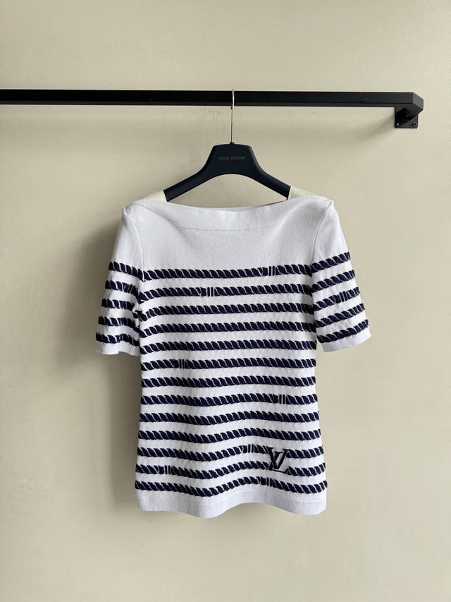 louis Vuitton*25Ss New Nautical Series Jacquard Short-Sleeved Top Yb Cotton A