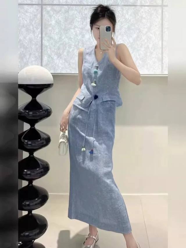 Heavy 100% Fermented Linen Suit High-Grade Temperament And Decent Chanel Style B