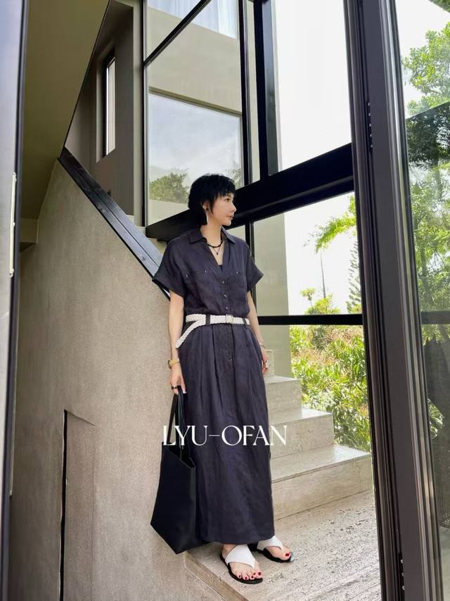Hot Sale Re-Order Heavy Linen Dress High Version Minimalist Old Money Style Impo