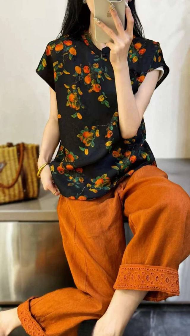 The Hottest New Chinese Style Persimmon Ruyi Xiangyun Yarn Blouse Is Made By Thr