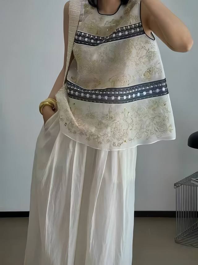 High-End Version Unique High-End Chinese Style Front And Back Beaded Vest Exquis