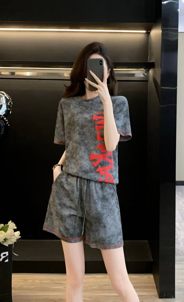 Summer Short-Sleeved T-Shirt Shorts Suit Fabric Cotton. Spandex. Polyester Fiber
