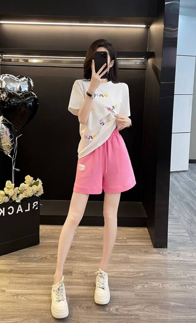 Summer Short-Sleeved T-Shirt Shorts Suit Fabric Cotton. Spandex. Polyester Fiber