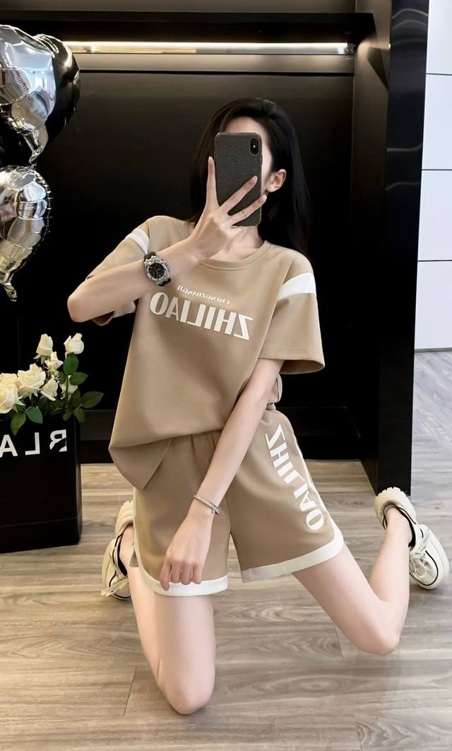 Summer Short-Sleeved T-Shirt Shorts Suit Fabric Cotton. Spandex. Polyester Fiber