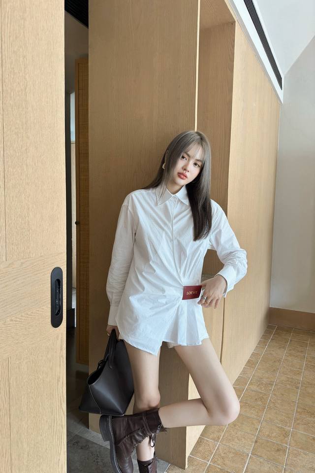Luojia Irregular Leather Long-Sleeved Shirt Customized Original Cotton Material,