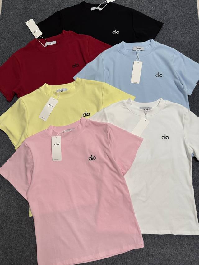 New Alo New Embroidered Letter Short T Slimming Round Neck Short Sleeve T-Shirt