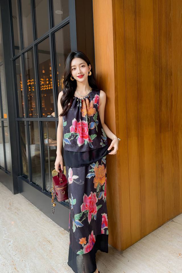 Hot New Style Silk Xiangyun Yarn Splicing Qiaoqi Suit S~Xl