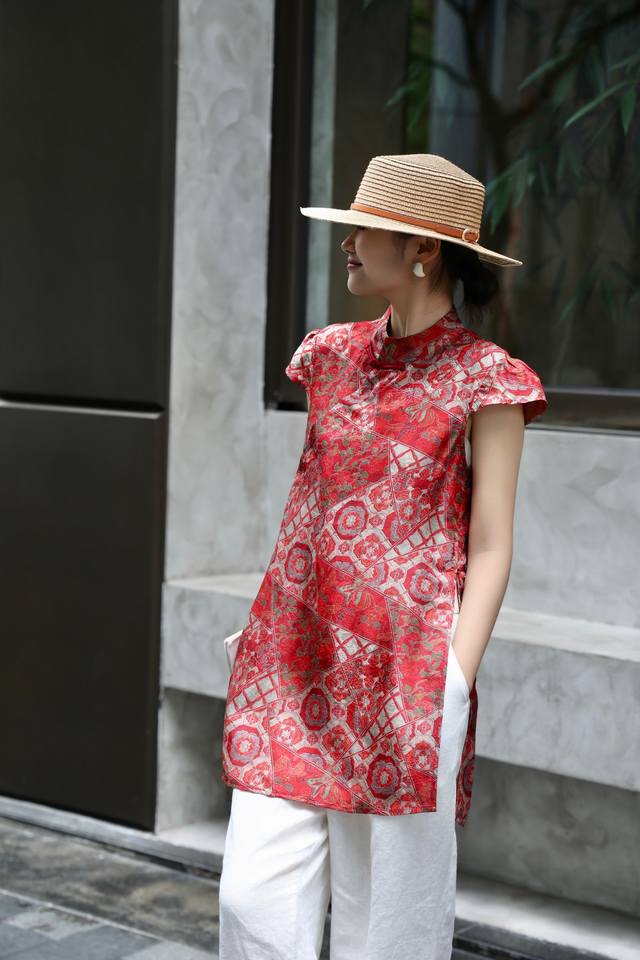 Hot New Flower Shipment Open Old Money Style Silk Shantung Gauze Top Dress Fashi