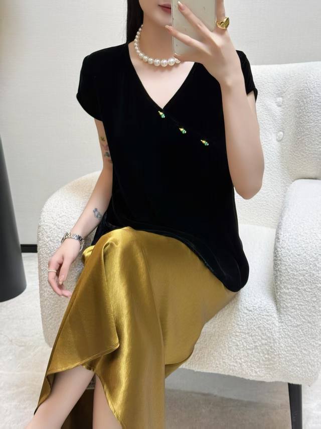 High-Strength Encrypted Solid Color Silk Velvet Top Is In Stock Size M Xxl