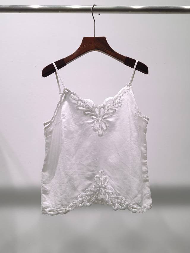 Linen Heavy Embroidery Camisole White Smlxl