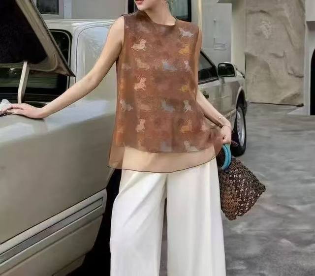 New Korean Style Fashion Retro Round Neck Loose Slim New Chinese Style Sleeveles