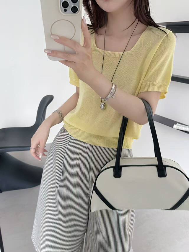 New Style Simple And Versatile Temperament Short Square Collar Sweater Casual Sl