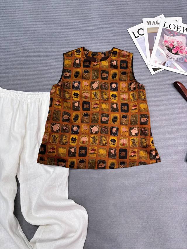 New Arrival 100 Mulberry Silk Two-Way Button-Down Xiangyun Yarn Vest In Stock M