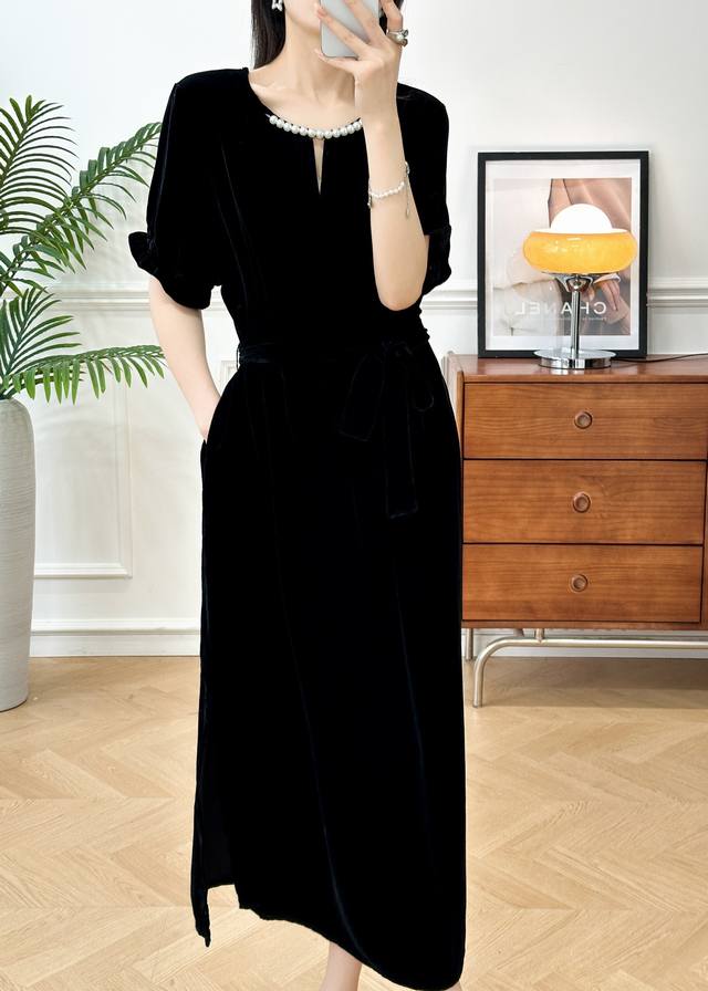 New Silk Velvet Loose Long Skirt Monochrome M Xxl