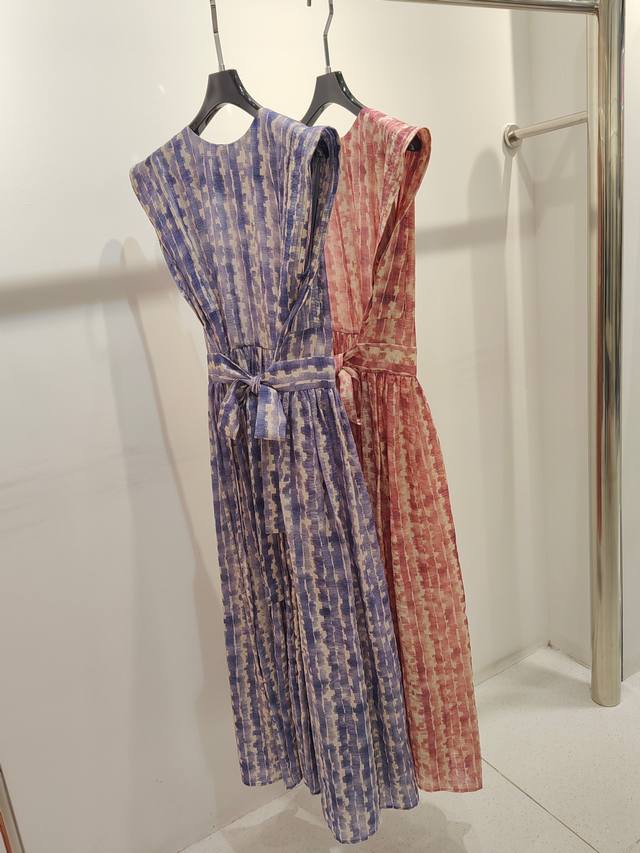 New Designer Slim Waist Dress Pink Blue S-Xl