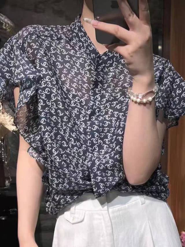 Big Hit New Item Thickened Silk Chiffon Blouse With Flying Sleeves For A Youthfu