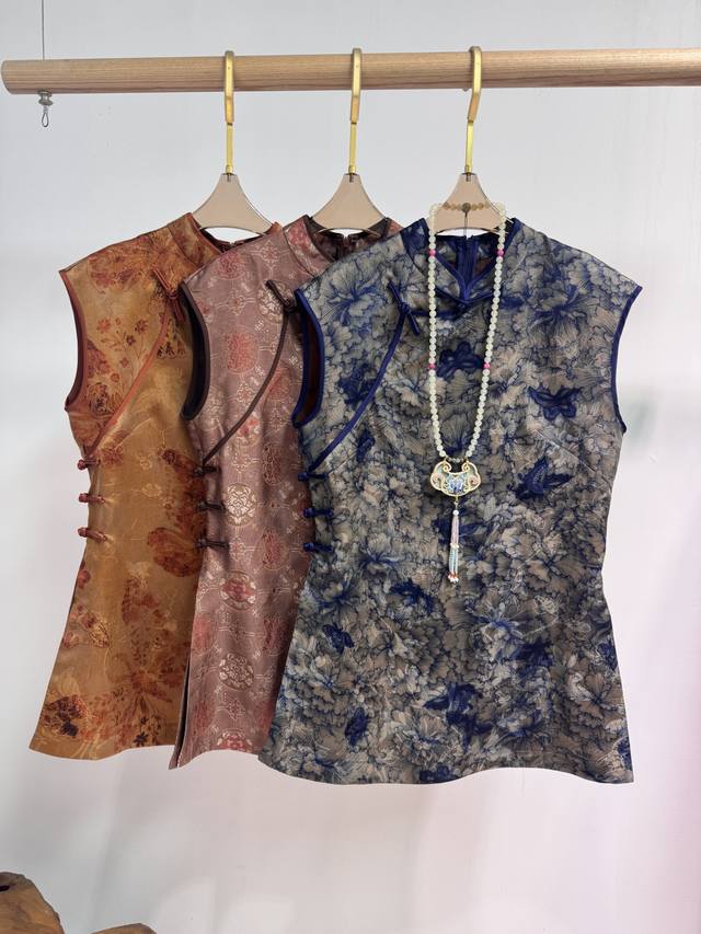 Spring And Summer New Arrivals Silk Xiangyunsha Button Chinese Style Top S-Xl