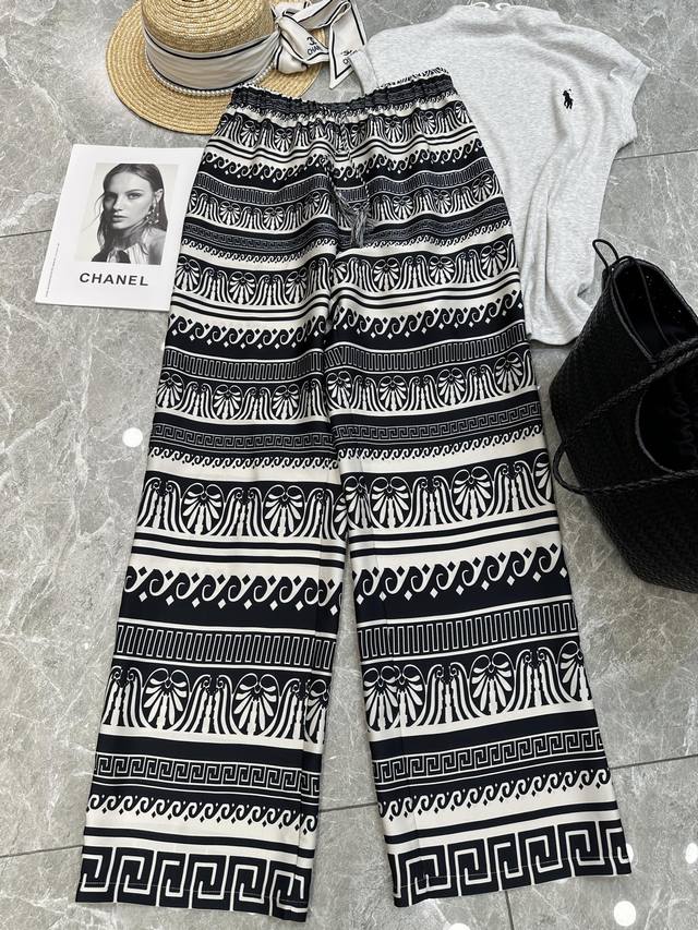 New Style Positioning Cutting Silk Process Elastic Waist Straight Small Wide Leg
