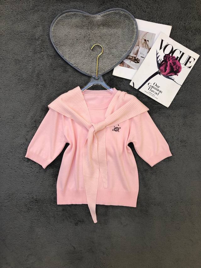 New Style Design With Shawl Simple Embroidery Small Label Short Sleeve With Deta