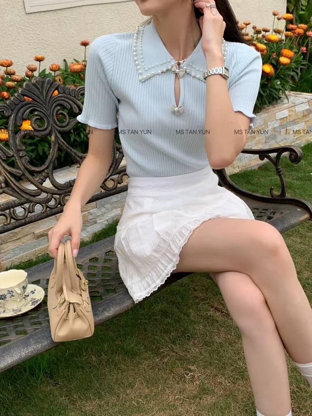 New Design Heavy Beaded Bow Short Sleeves Sml