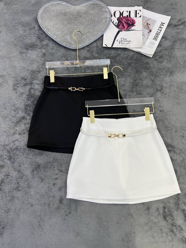 New Arrival Design Belt Acetate Skirt Black And White Sml