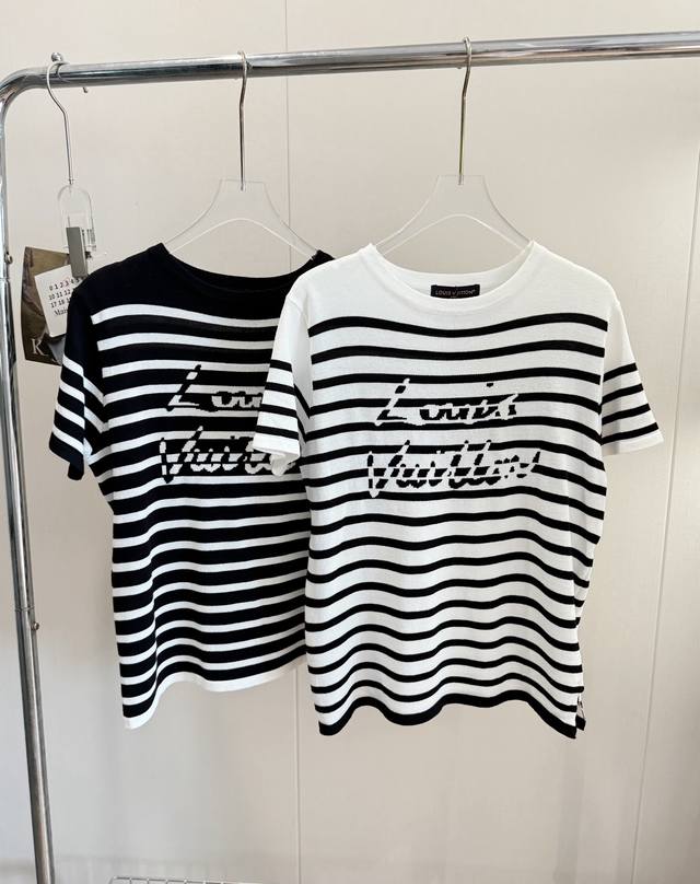 Product Name 1V New Striped Jacquard Logo Lightweight Wool Blend Knitted Short S