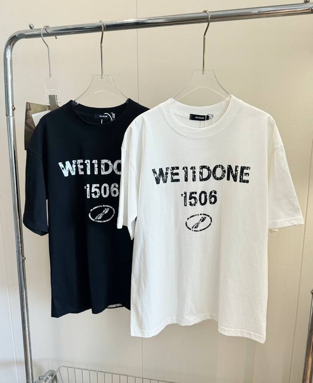 Product Name We11Don* Punk Style Classic Bullet Screen Letter Logo Short-Sleeved