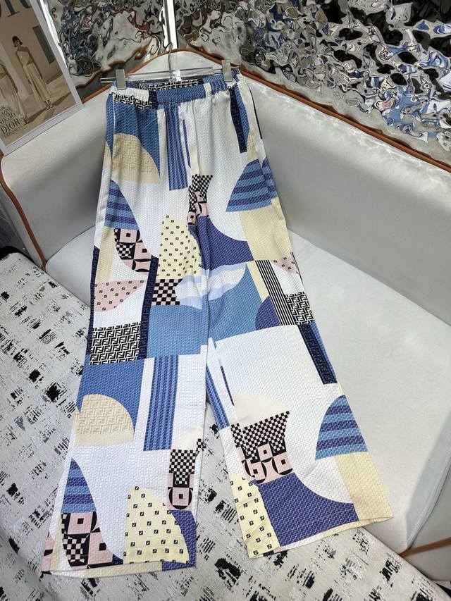 fd* 25Ss New Straight Trousers Pattern Printing Fabric Fashionable Large Squa