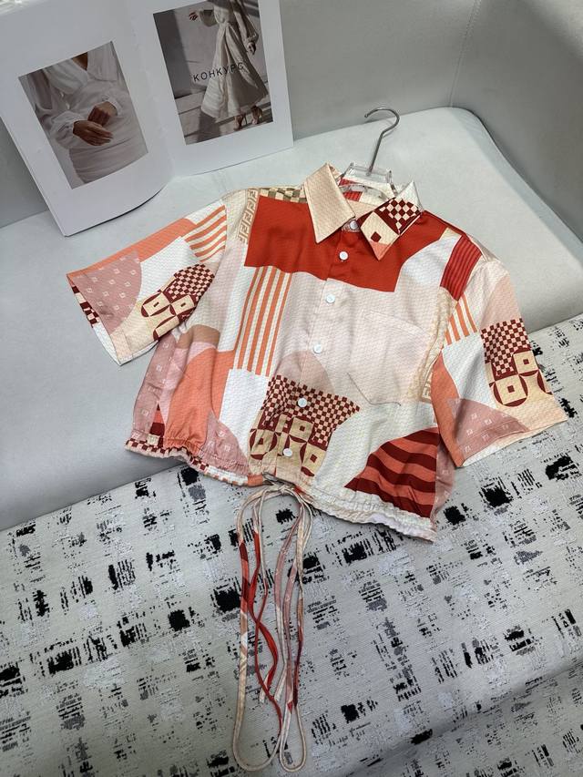 fd* 25Ss New Shirt + Shorts Pattern Printing Fabric Fashionable Large Square